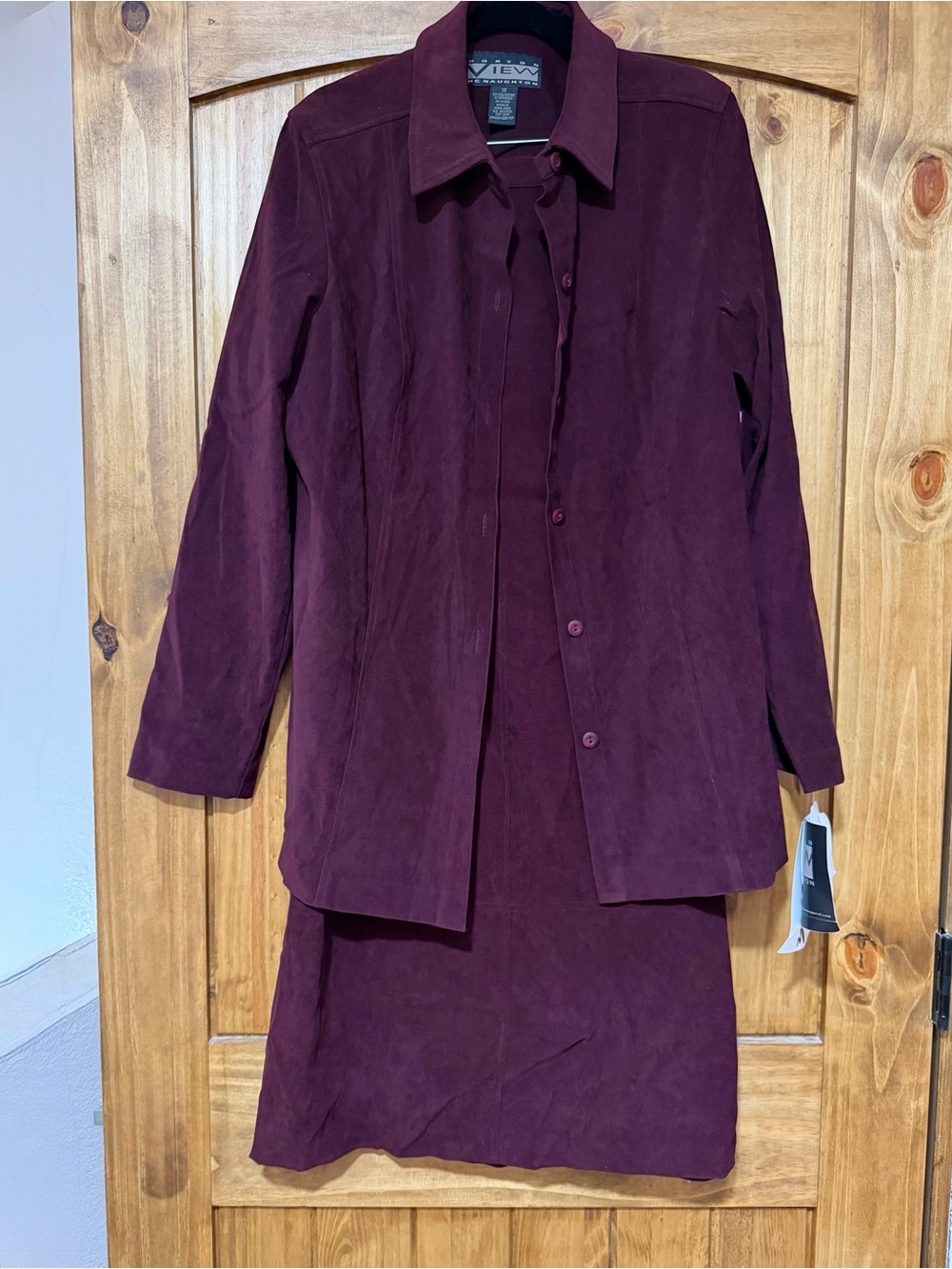 Norton McNaughton Deep Plum Suede Two-Piece Skirt Set